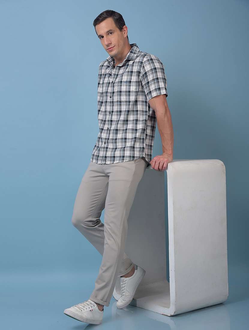 men checkered short sleeve slim fit casual shirt - 21984779 -  Standard Image - 6