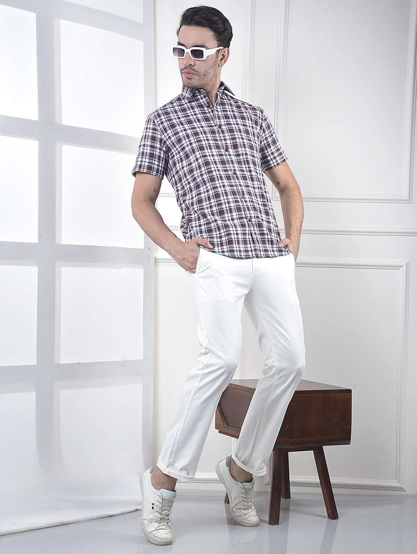 men checkered short sleeve slim fit casual shirt - 21984783 -  Standard Image - 4