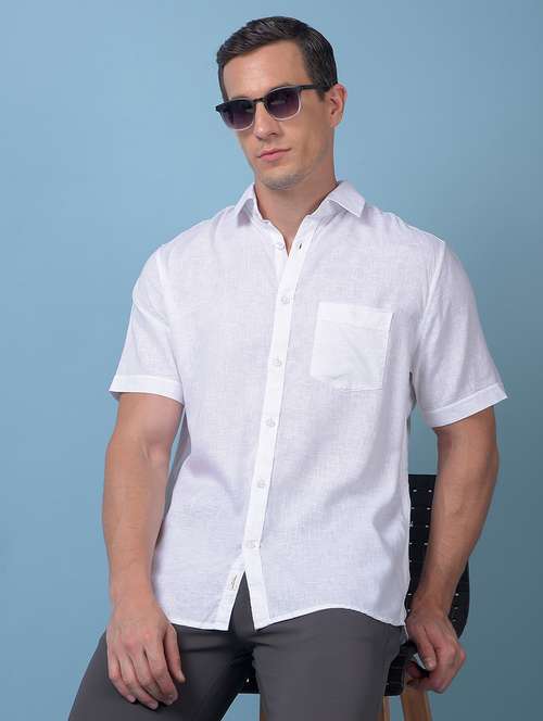 men solid short sleeve slim fit casual shirt - 21984807 - Standard Image - 0