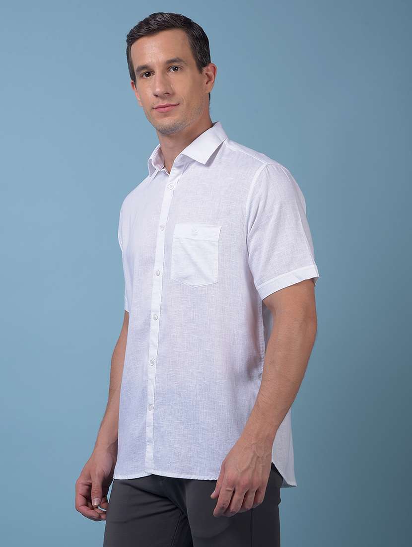 men solid short sleeve slim fit casual shirt - 21984807 - Standard Image - 1