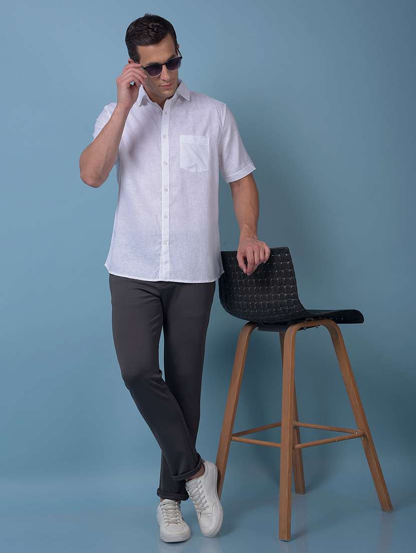 men solid short sleeve slim fit casual shirt - 21984807 - Standard Image - 4