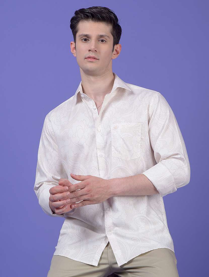 men printed long sleeve slim fit casual shirt