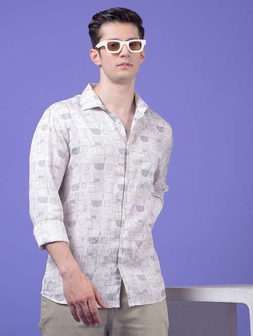men printed long sleeve slim fit casual shirt - 21984817 - Standard Image - 0