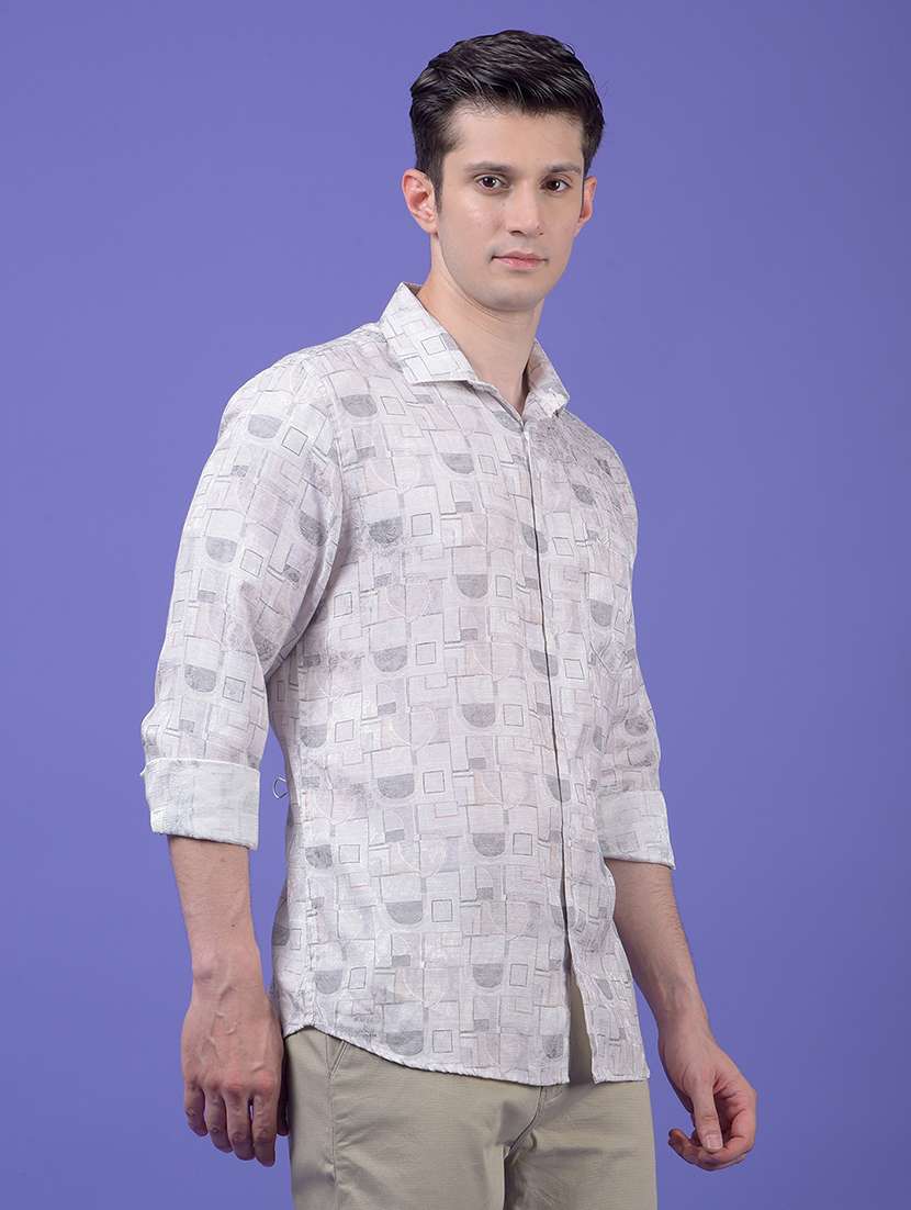 men printed long sleeve slim fit casual shirt - 21984817 - Standard Image - 1