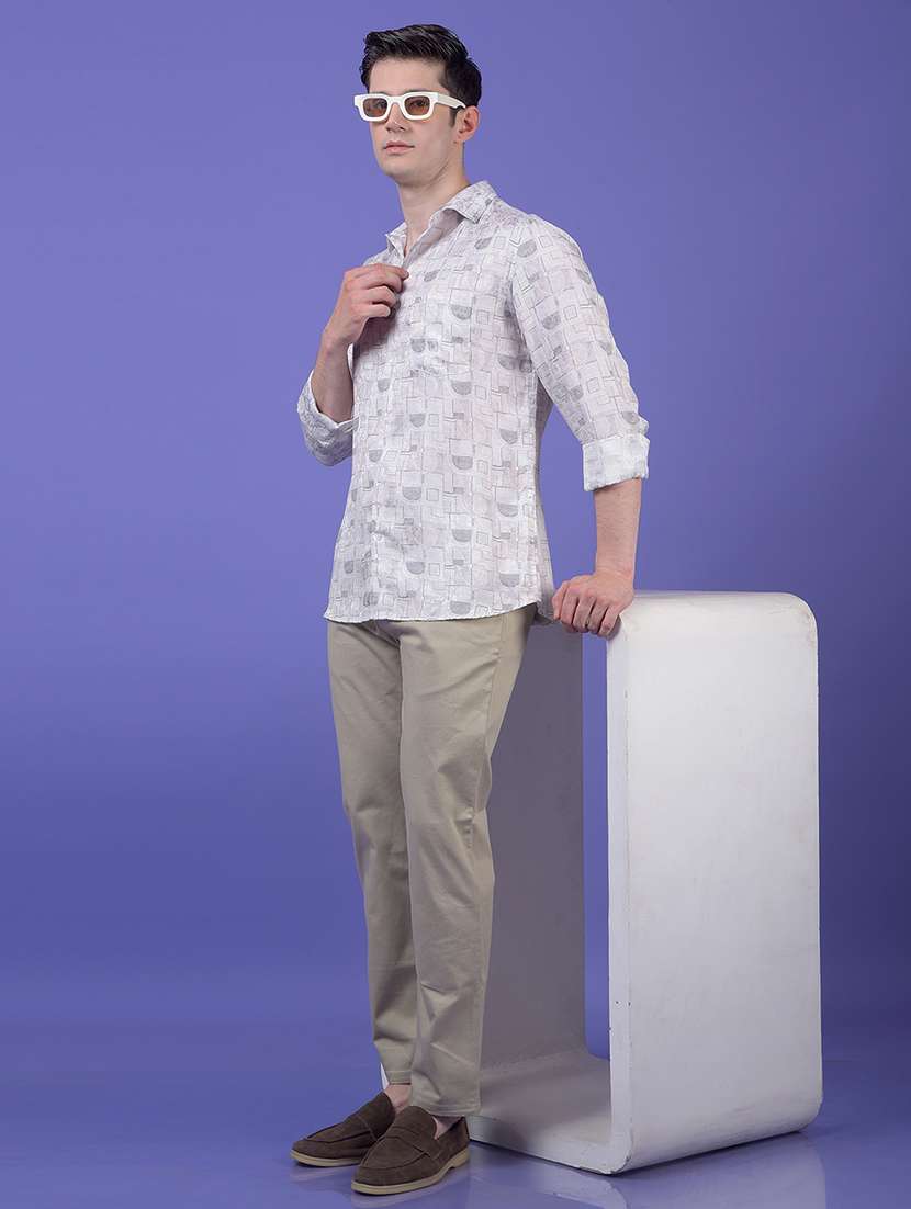 men printed long sleeve slim fit casual shirt - 21984817 - Standard Image - 6
