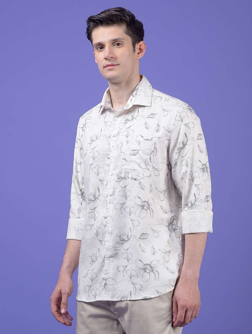men floral printed long sleeve slim fit casual shirt - 21984819 -  Standard Image - 1