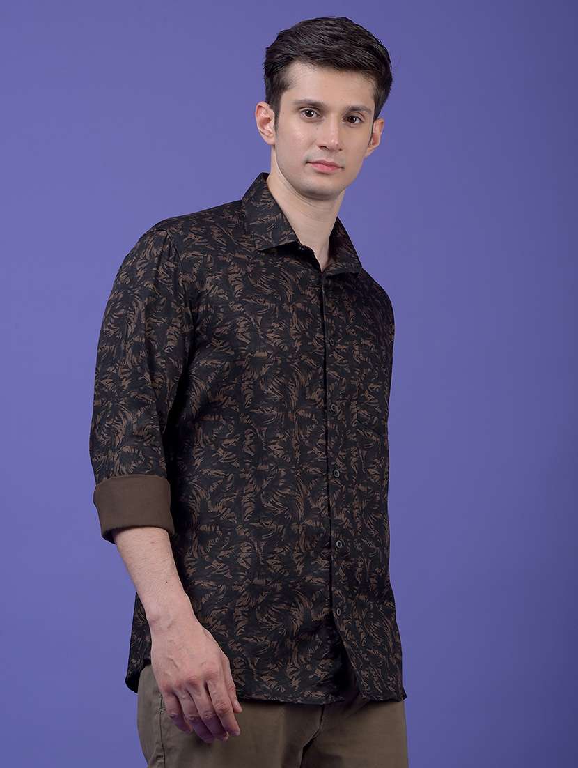men printed long sleeve slim fit casual shirt - 21984821 - Standard Image - 1