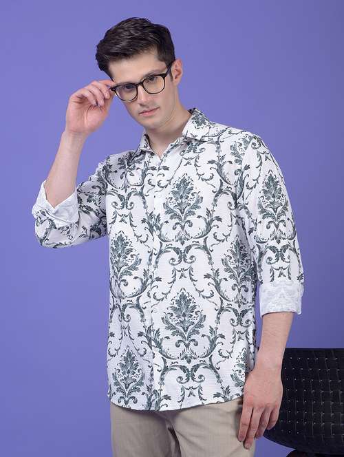 men printed long sleeve slim fit casual shirt - 21984825 - Standard Image - 0