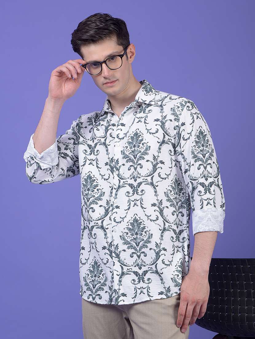 men printed long sleeve slim fit casual shirt - 21984825 - Zoom Image - 0