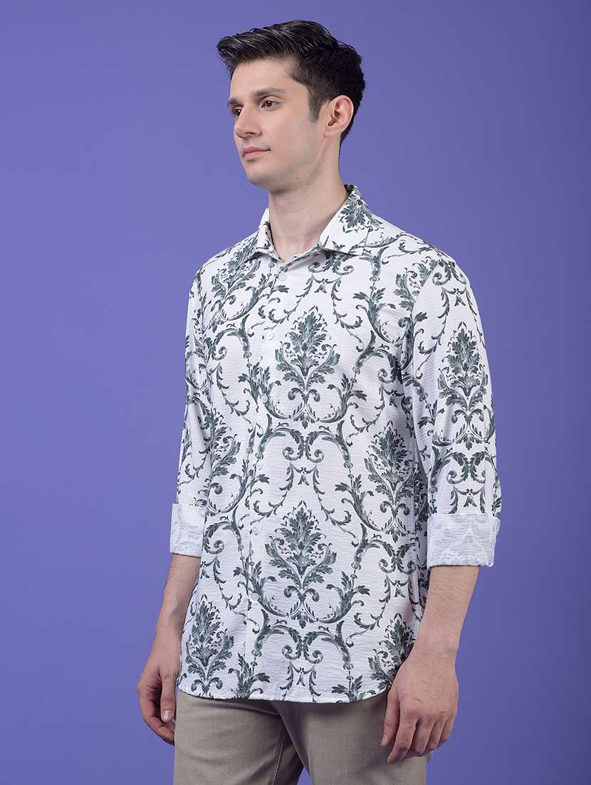 men printed long sleeve slim fit casual shirt - 21984825 - Standard Image - 1