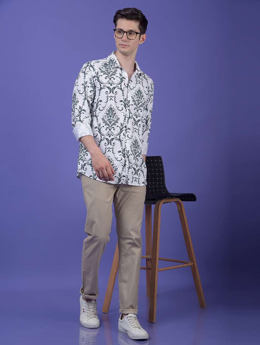 men printed long sleeve slim fit casual shirt - 21984825 - Standard Image - 4