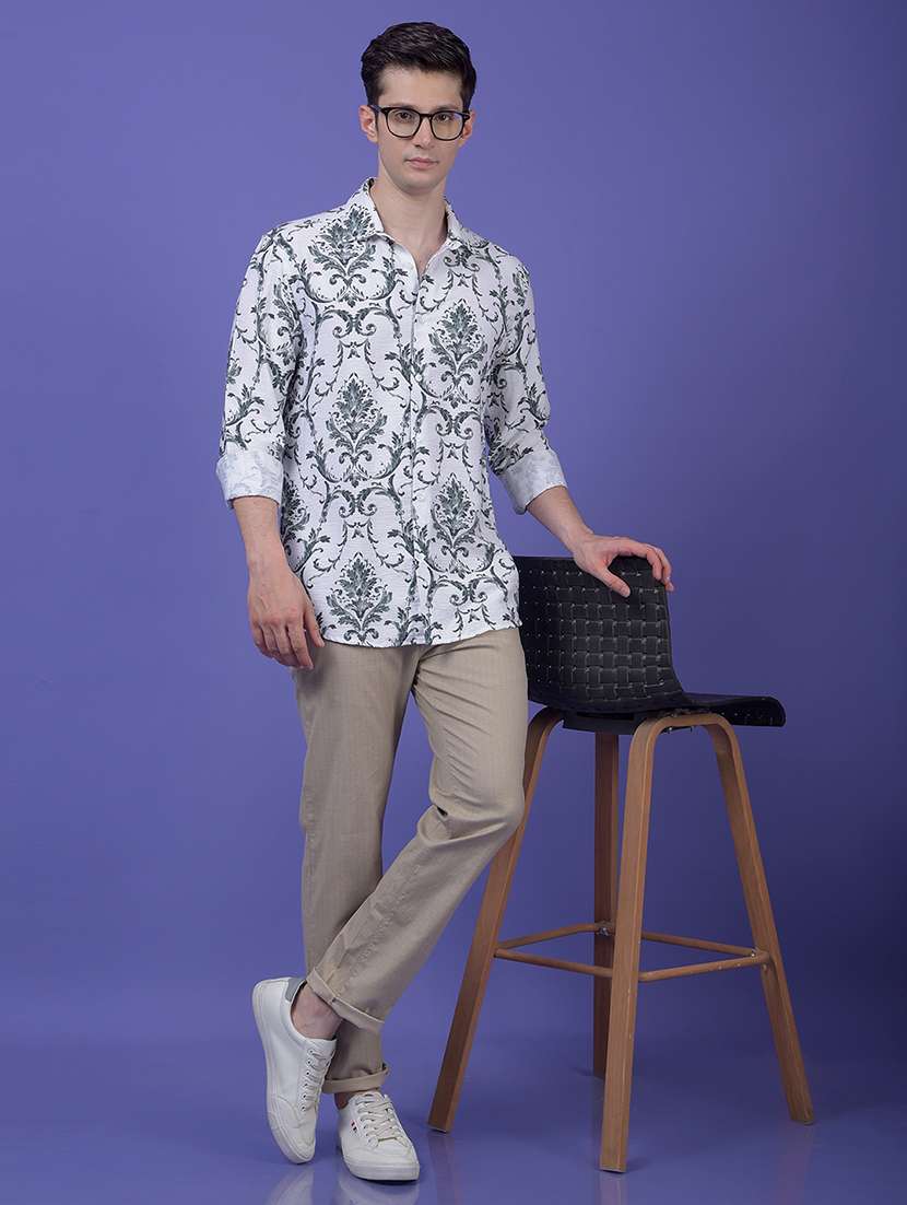 men printed long sleeve slim fit casual shirt - 21984825 - Standard Image - 6