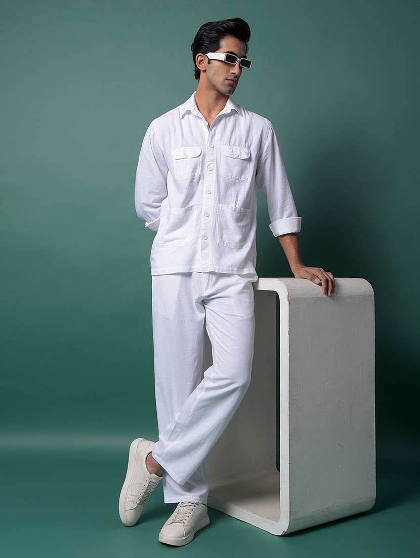 white cotton blend casual shirt - 21984830 - Standard Image - 4