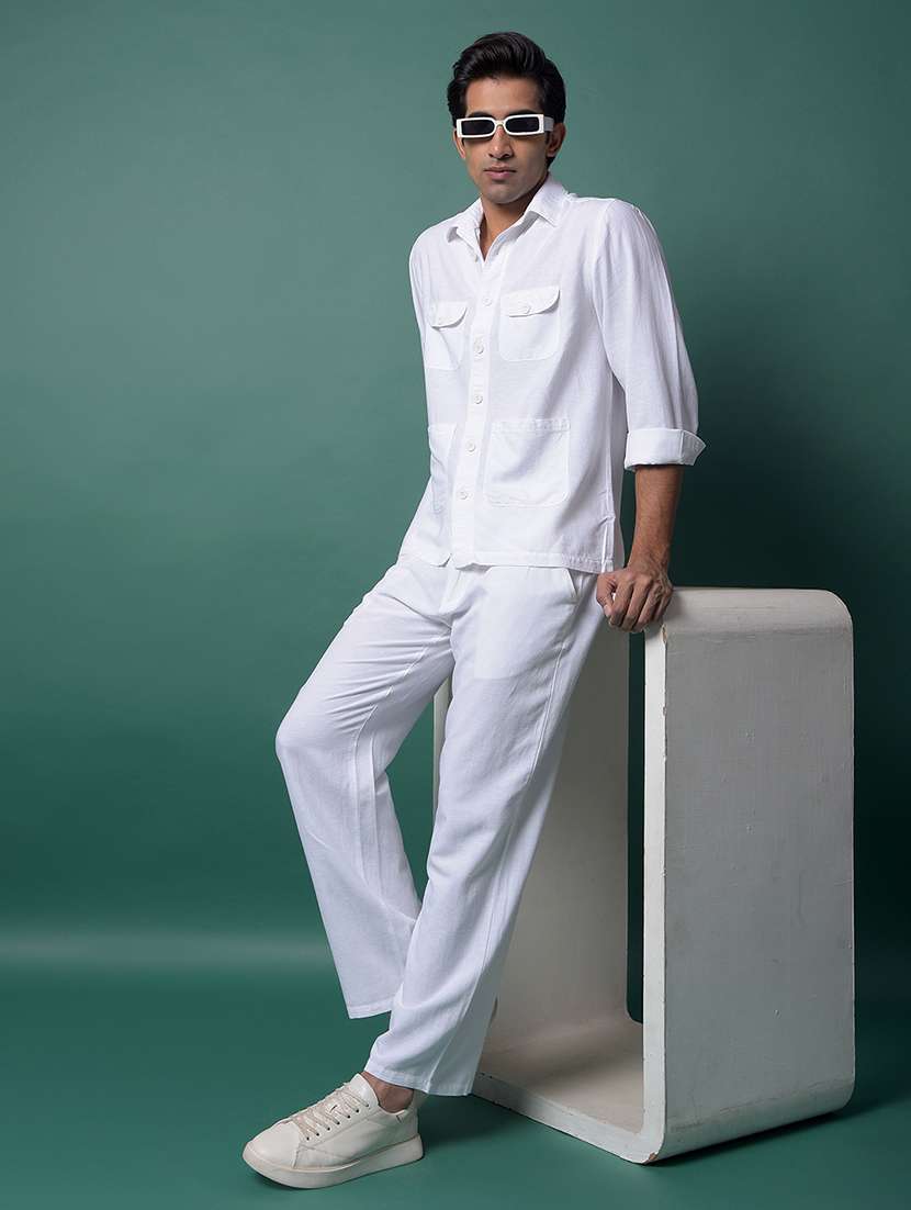 white cotton blend casual shirt - 21984830 - Standard Image - 6