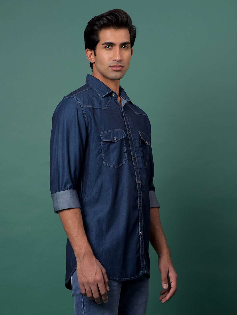 blue cotton casual shirt - 21984832 - Standard Image - 1