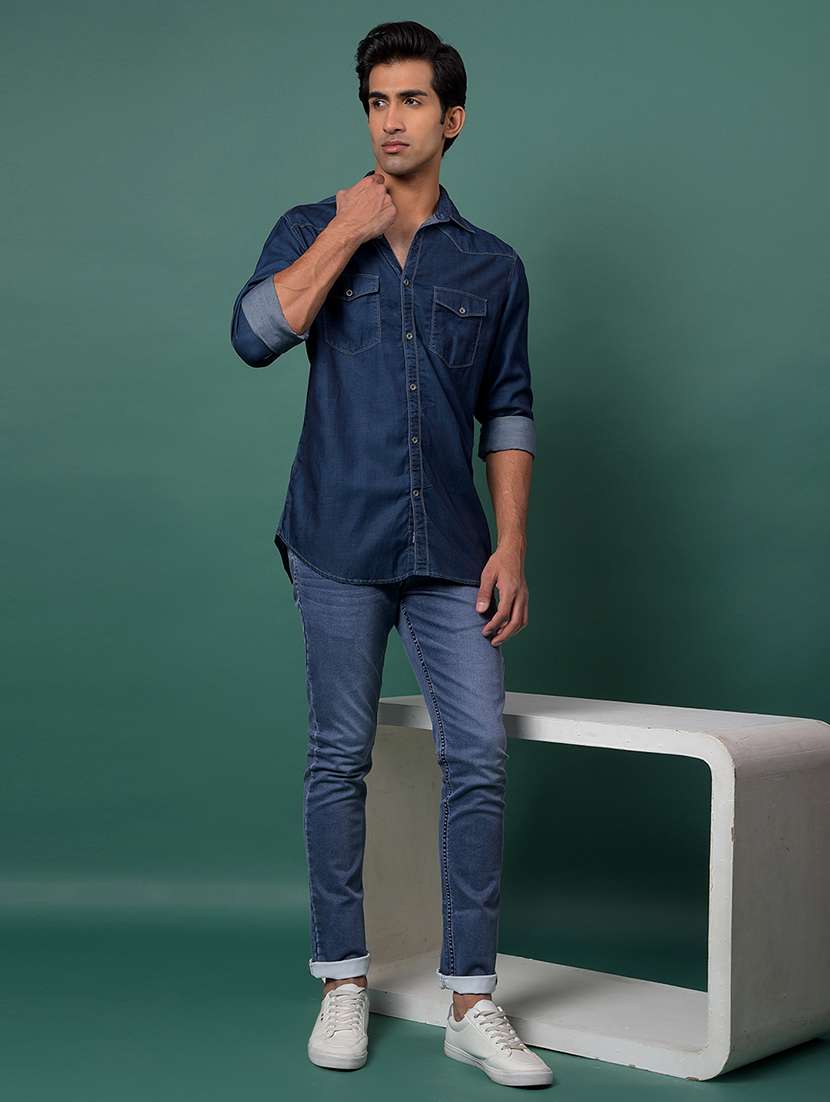 blue cotton casual shirt - 21984832 - Standard Image - 4