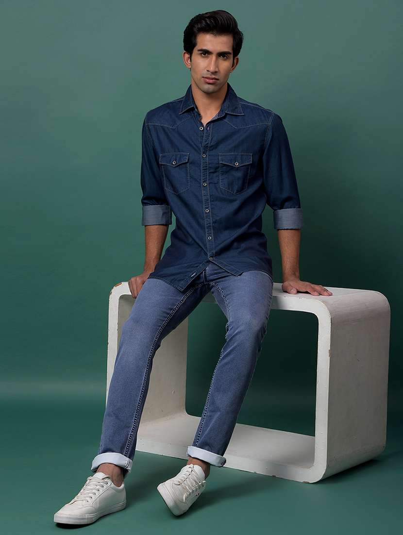 blue cotton casual shirt - 21984832 - Standard Image - 6