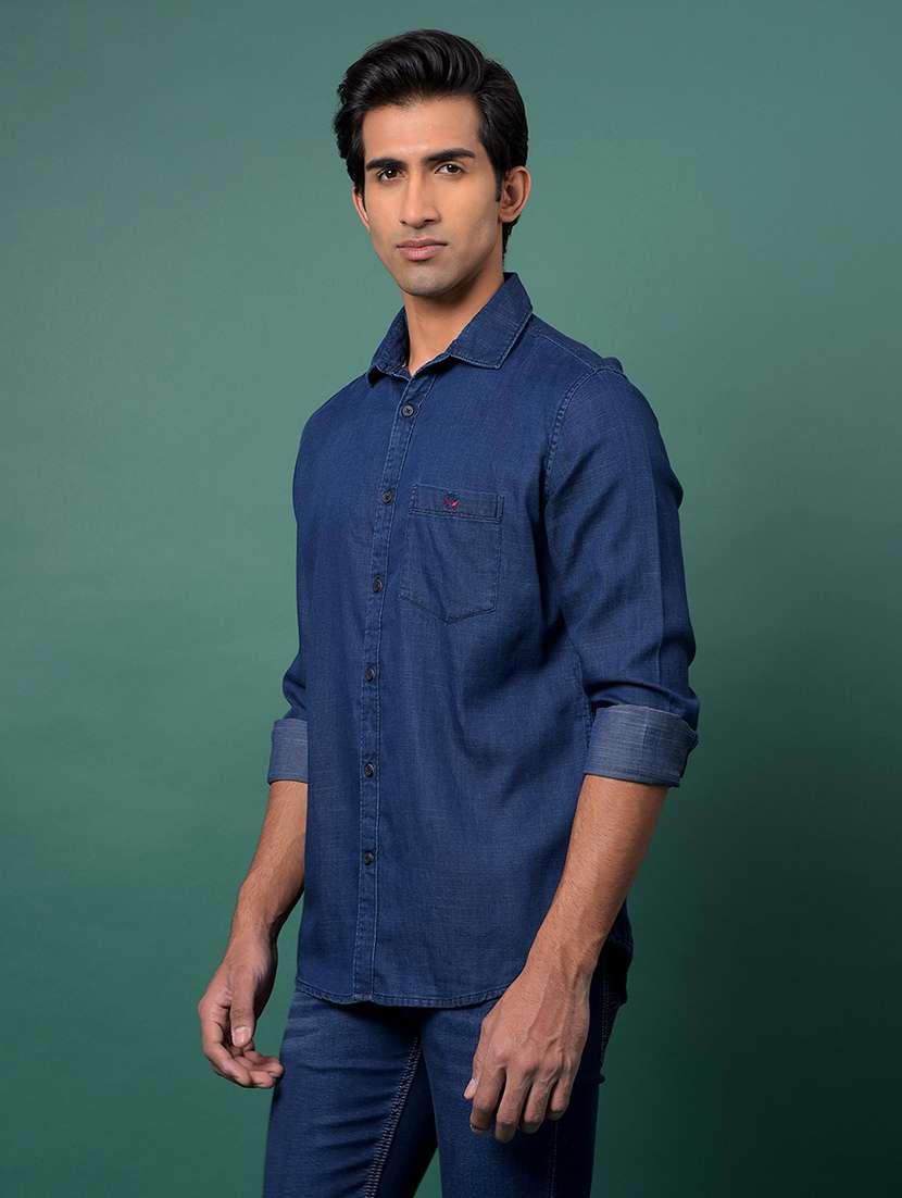 blue cotton casual shirt - 21984833 - Standard Image - 1