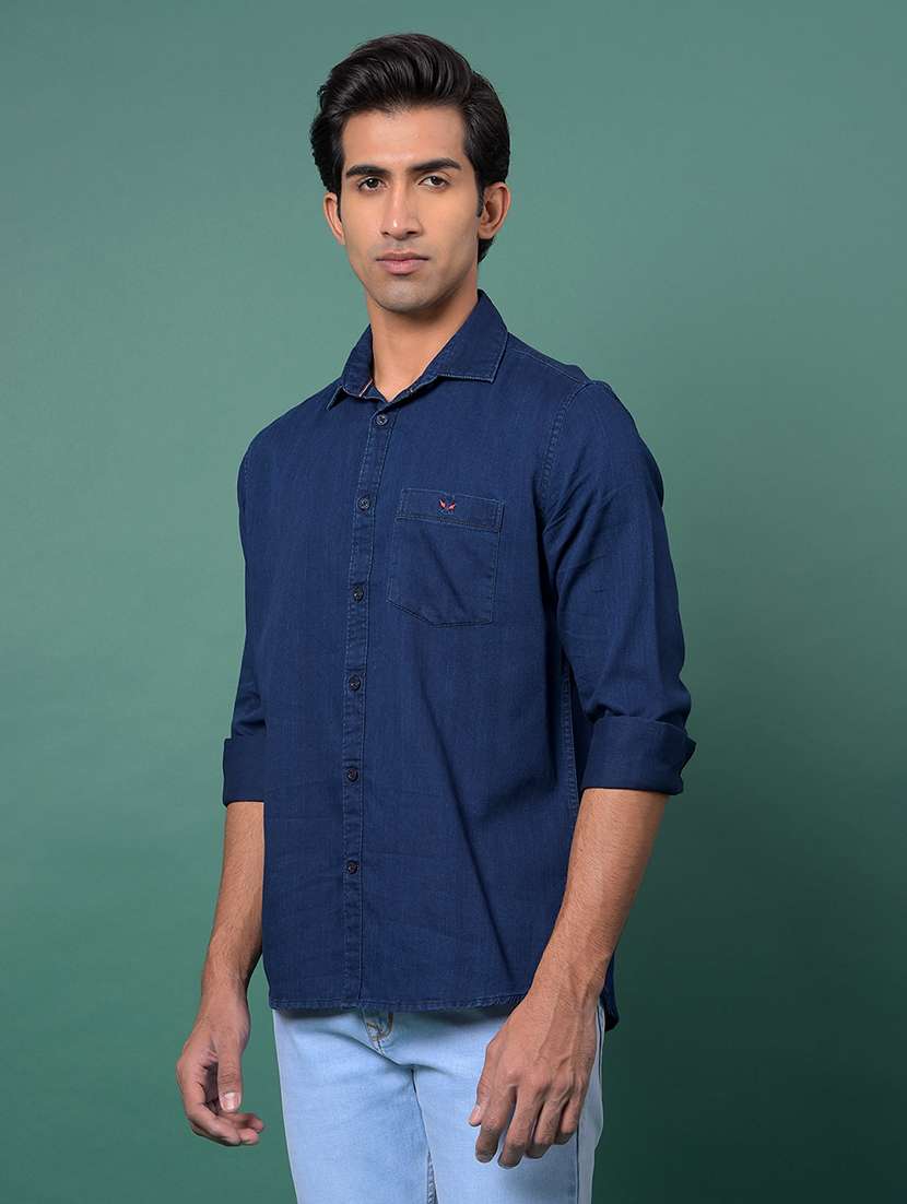 blue cotton casual shirt - 21984834 -  Standard Image - 1