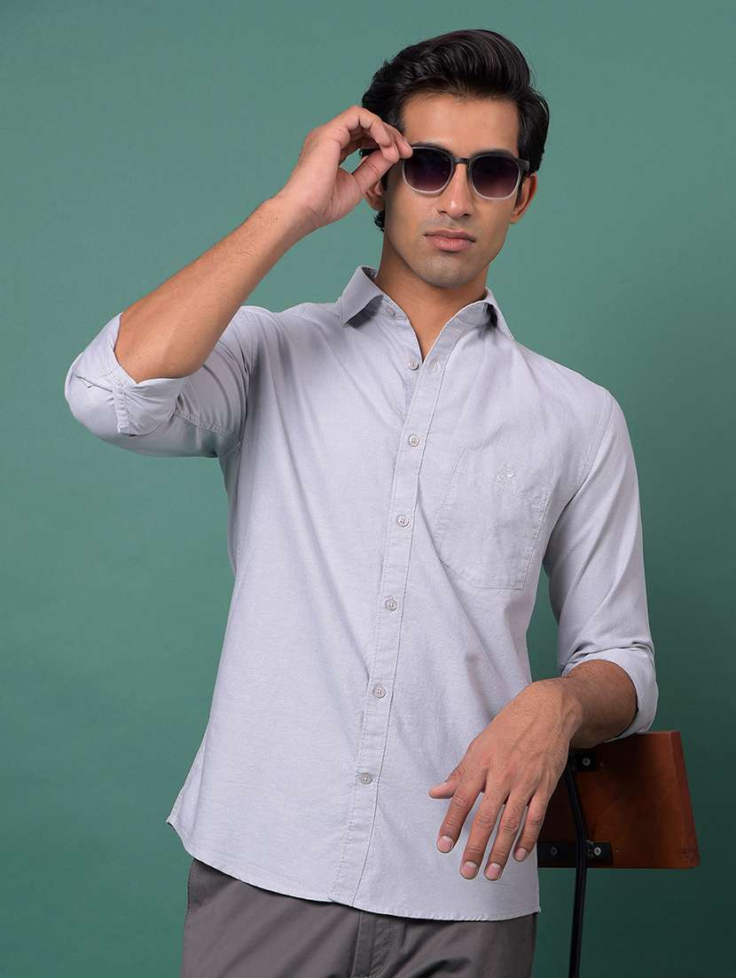 grey cotton casual shirt