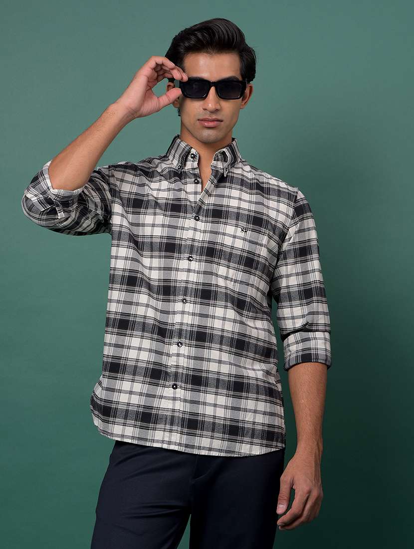 men checkered long sleeve regular fit casual shirt