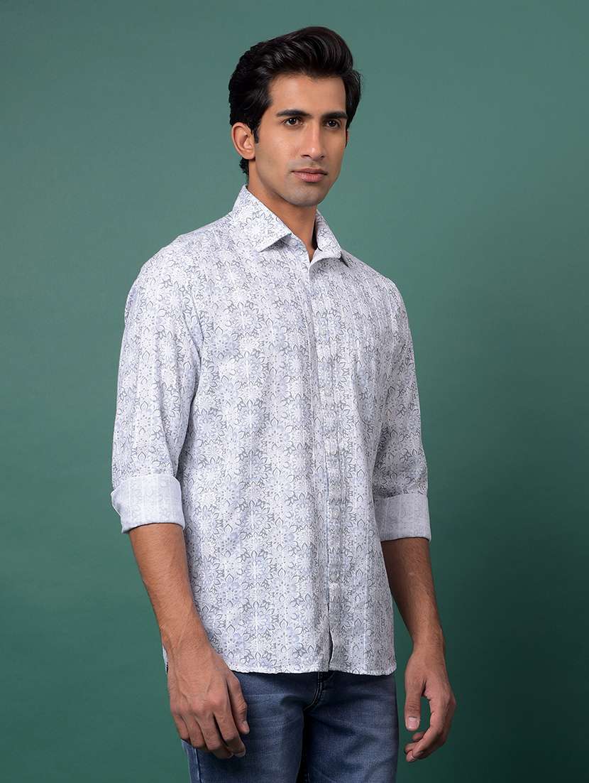 grey cotton blend casual shirt - 21984861 -  Standard Image - 1