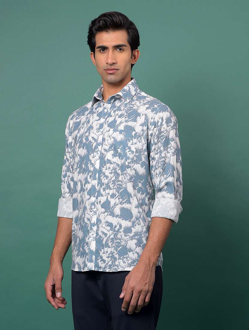 blue cotton blend casual shirt - 21984865 - Standard Image - 1