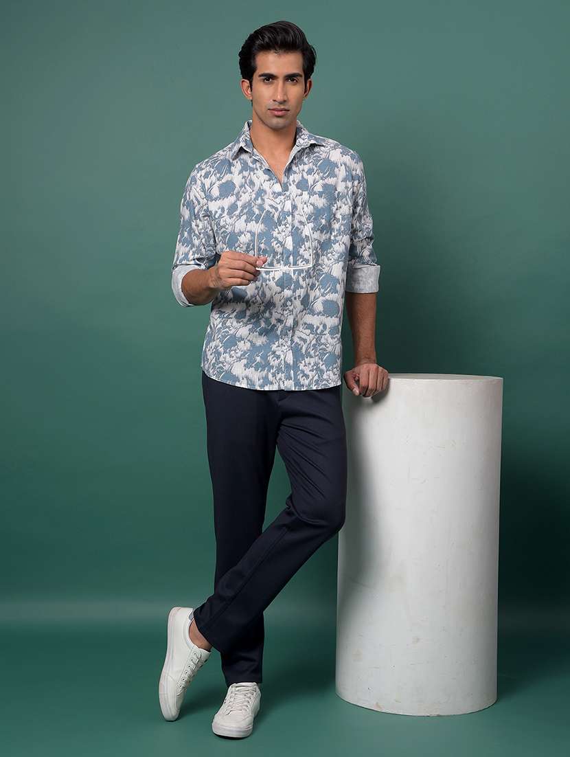 blue cotton blend casual shirt - 21984865 - Standard Image - 4