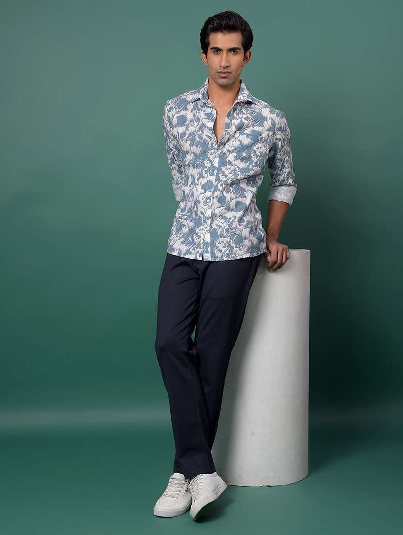 blue cotton blend casual shirt - 21984865 - Standard Image - 6
