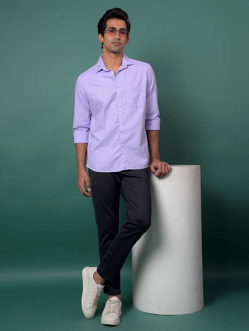 men solid long sleeve slim fit casual shirt - 21984886 -  Standard Image - 4