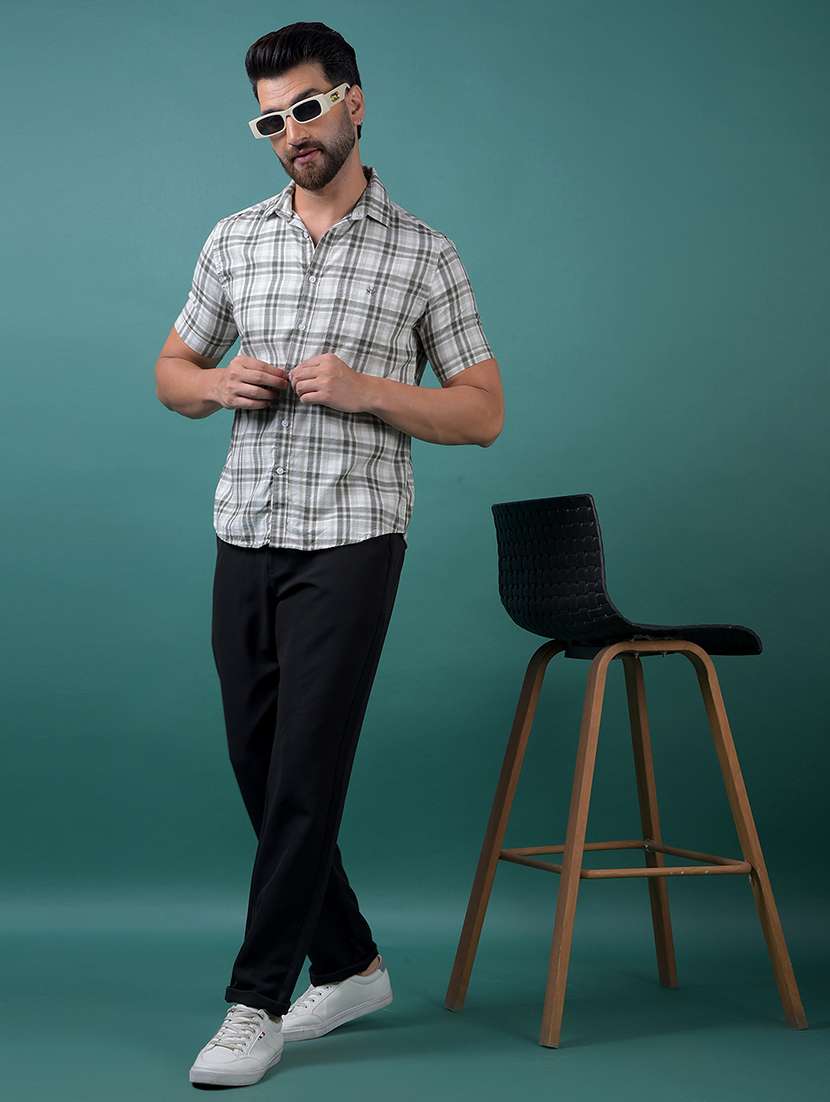 men checkered short sleeve slim fit casual shirt - 21984895 -  Standard Image - 6