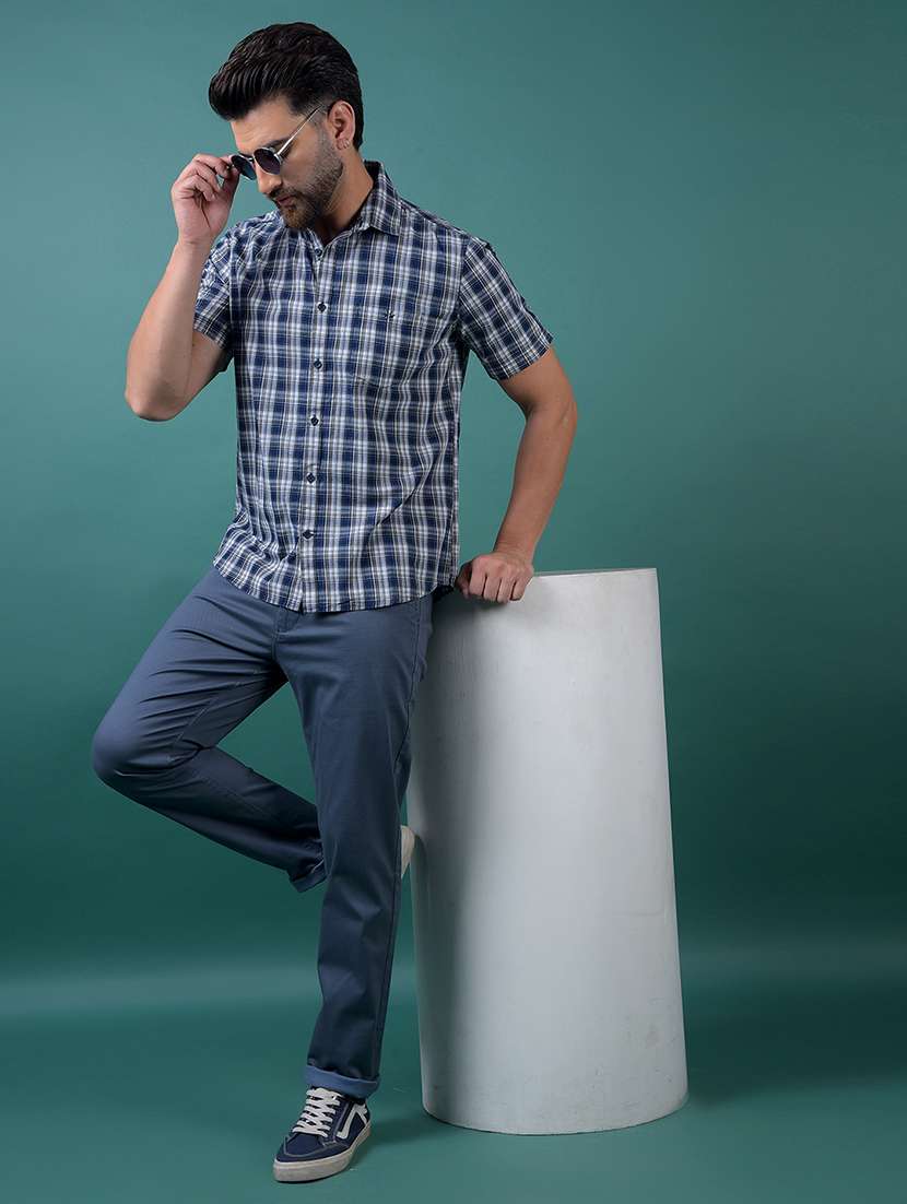 men checkered short sleeve slim fit casual shirt - 21984897 -  Standard Image - 4