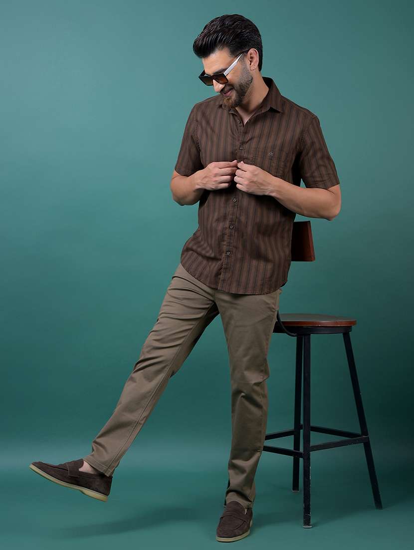 men striped short sleeve slim fit casual shirt - 21984924 -  Standard Image - 6