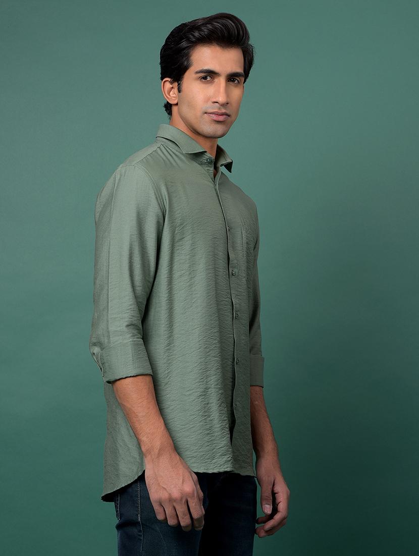 men solid long sleeve slim fit casual shirt - 21984928 - Standard Image - 1