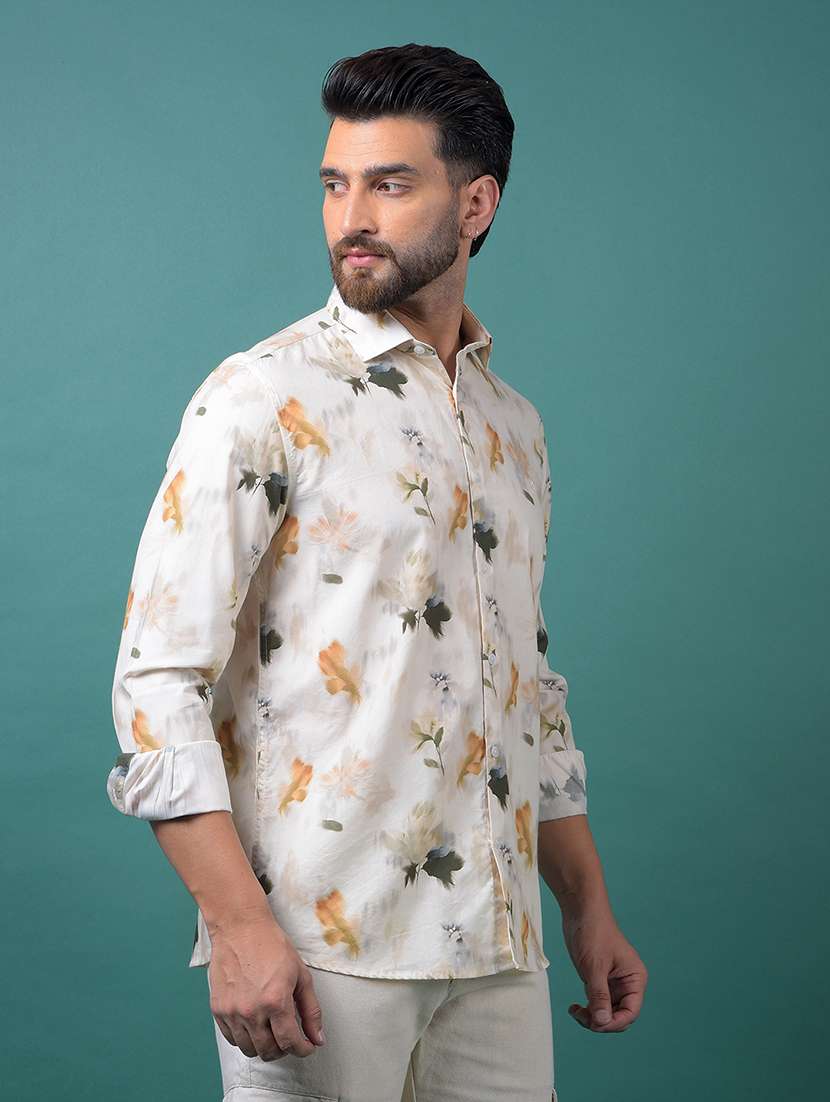 men floral printed long sleeve slim fit casual shirt - 21984940 -  Standard Image - 1