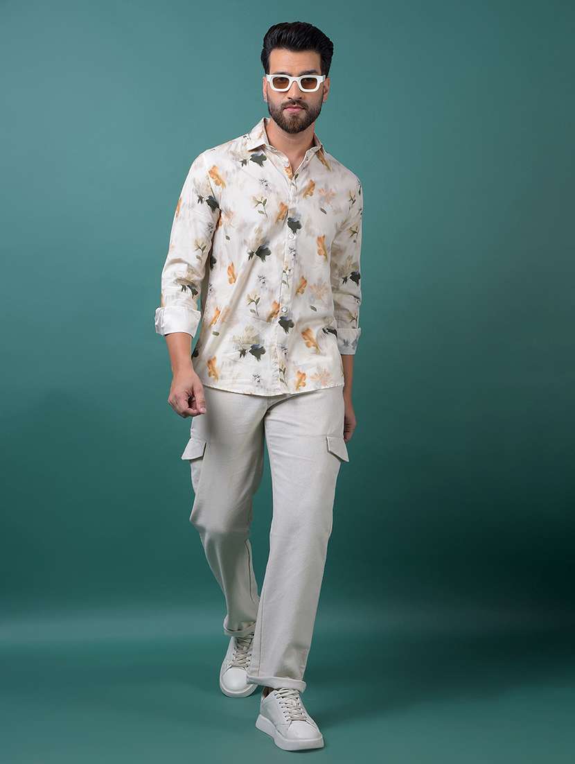 men floral printed long sleeve slim fit casual shirt - 21984940 -  Standard Image - 4