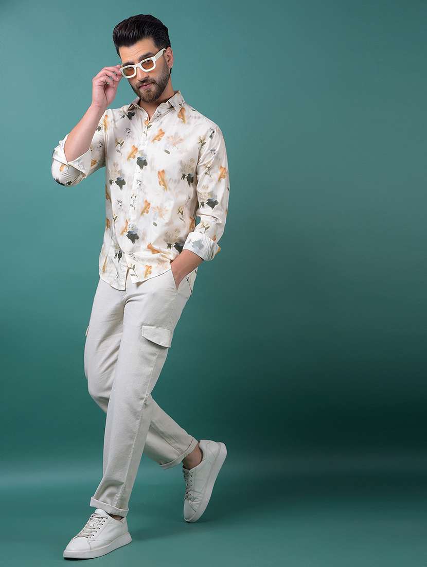 men floral printed long sleeve slim fit casual shirt - 21984940 -  Standard Image - 6