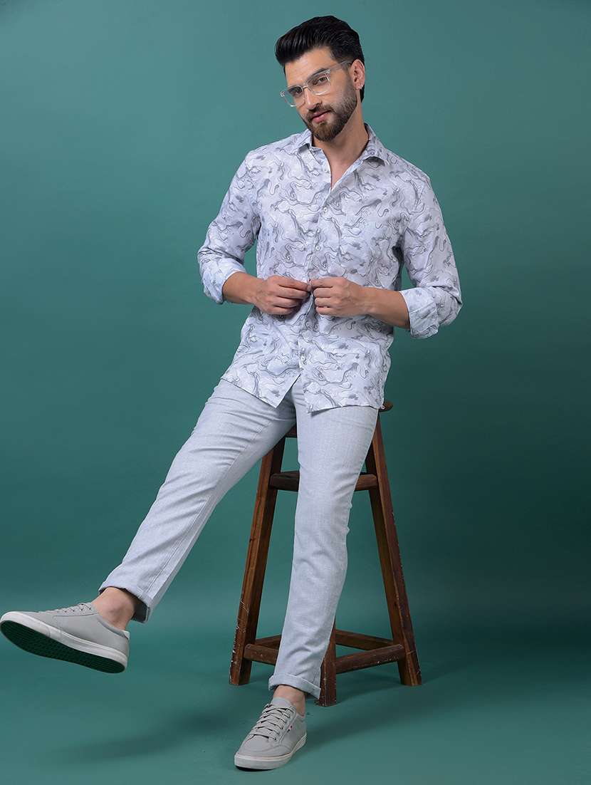 men abstract printed long sleeve slim fit casual shirt - 21984946 -  Standard Image - 6
