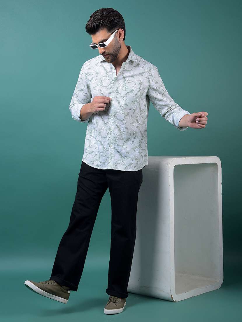 men abstract printed long sleeve slim fit casual shirt - 21984947 -  Standard Image - 4
