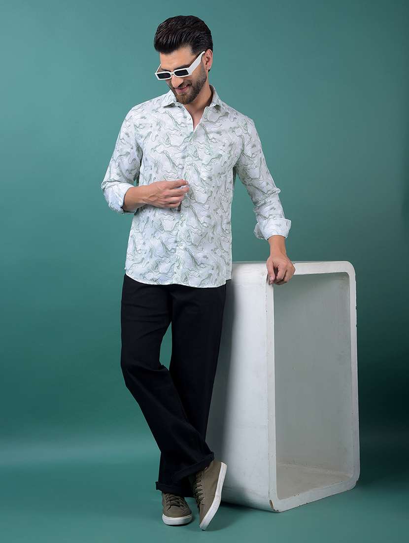 men abstract printed long sleeve slim fit casual shirt - 21984947 -  Standard Image - 6
