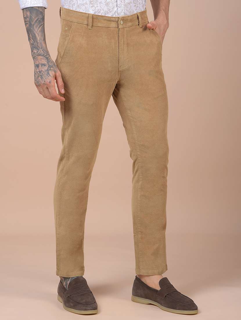 men solid mid rise straight fit corduroy trouser - 21985004 - Standard Image - 1
