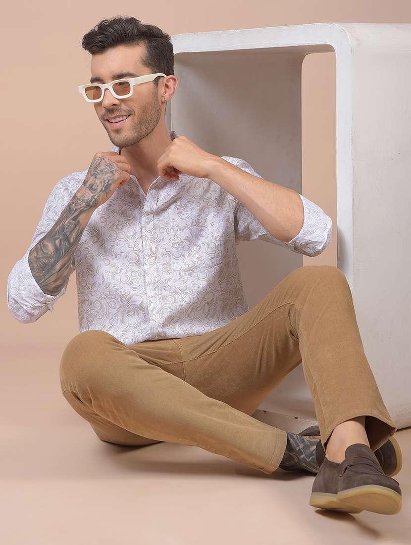 men solid mid rise straight fit corduroy trouser - 21985004 - Standard Image - 4