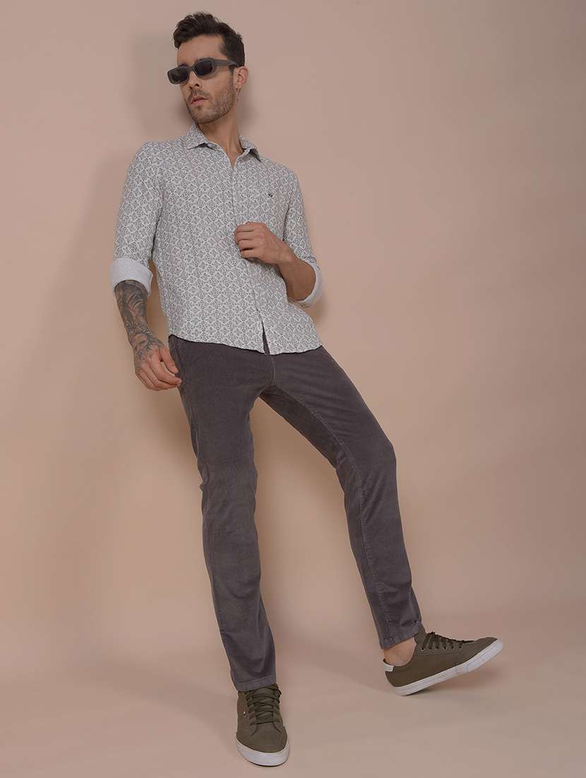 men solid mid rise slim fit corduroy trouser - 21985006 - Standard Image - 6