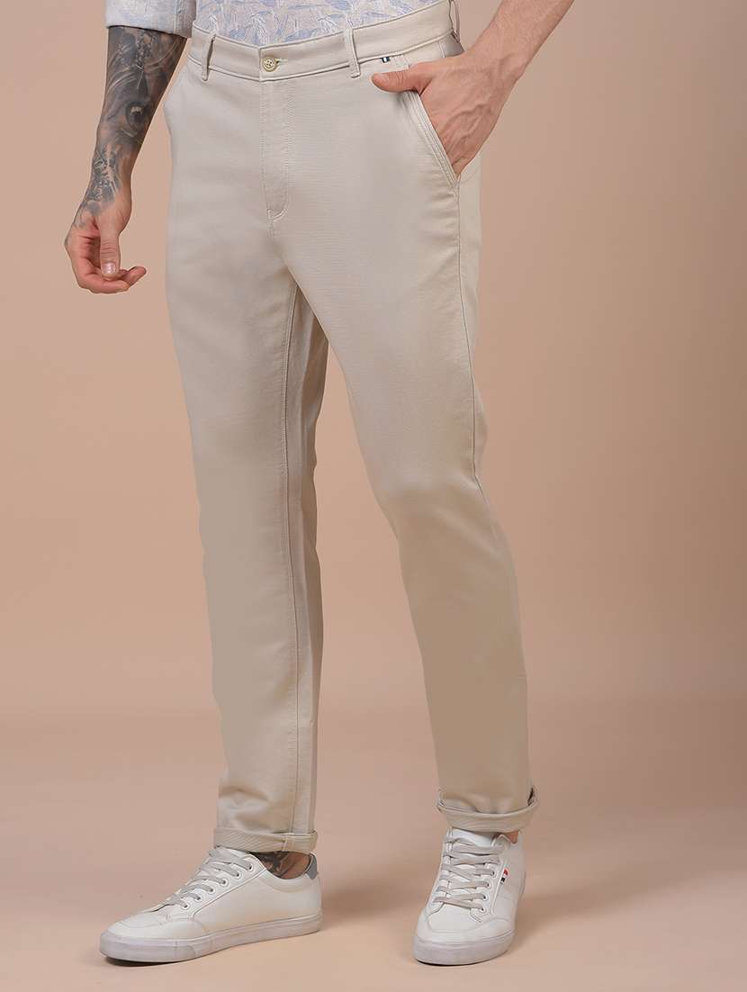 men solid mid rise slim fit chinos  - 21985008 -  Standard Image - 1