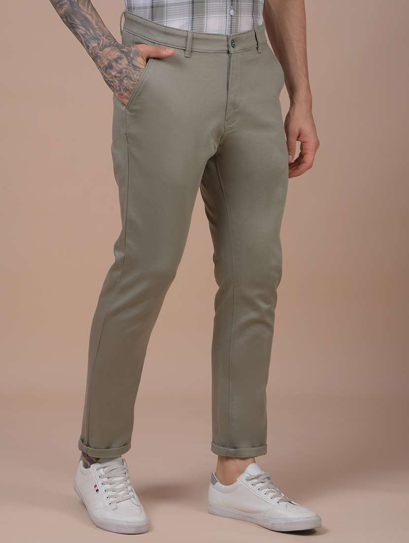 men solid mid rise slim fit chinos  - 21985020 -  Standard Image - 1