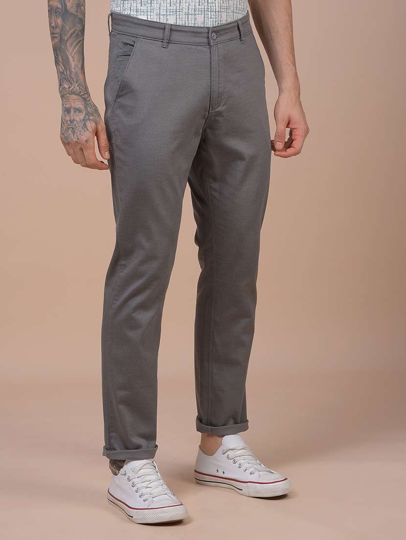 men solid mid rise straight fit chinos - 21985025 - Standard Image - 1