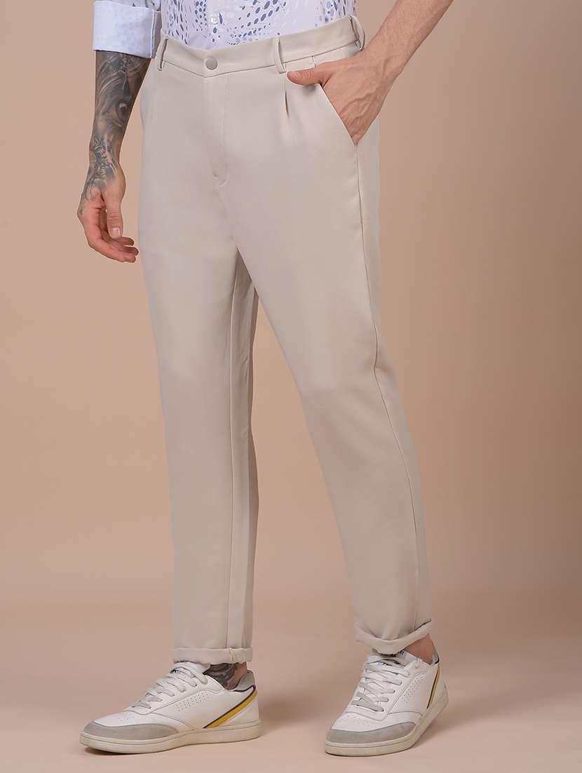 men solid mid rise slim fit chinos - 21985032 - Standard Image - 1
