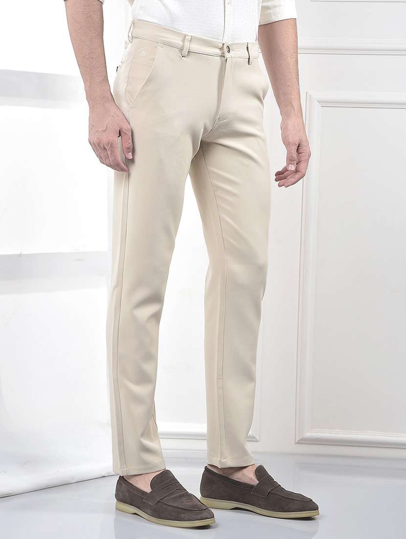 men solid mid rise slim fit chinos  - 21985032 -  Standard Image - 1