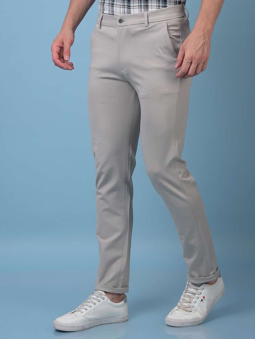 men solid mid rise slim fit chinos - 21985033 - Standard Image - 1