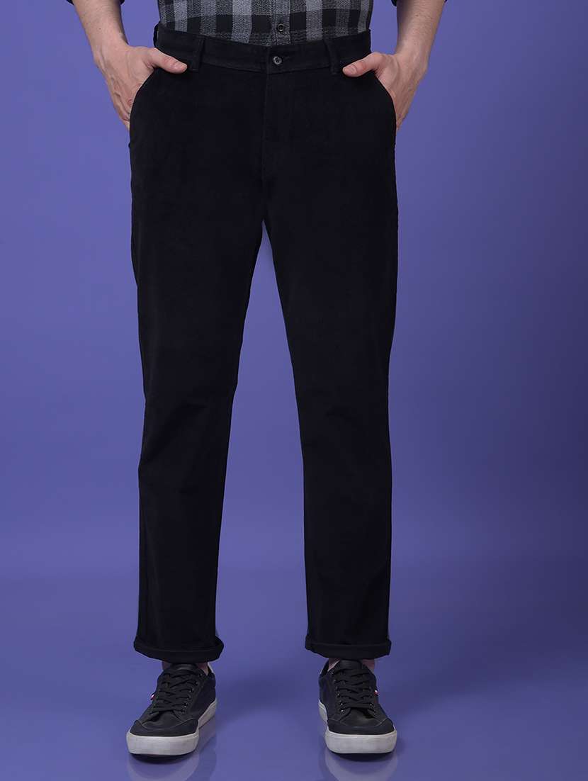 men solid mid rise straight fit chinos 